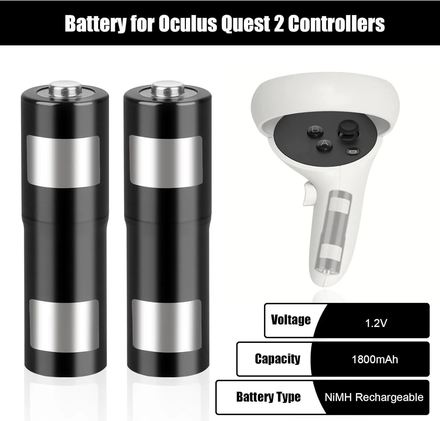 Rechargeable Battery Aa - Oplaadbare controllerbatterij voor Mate Quest 3/3s