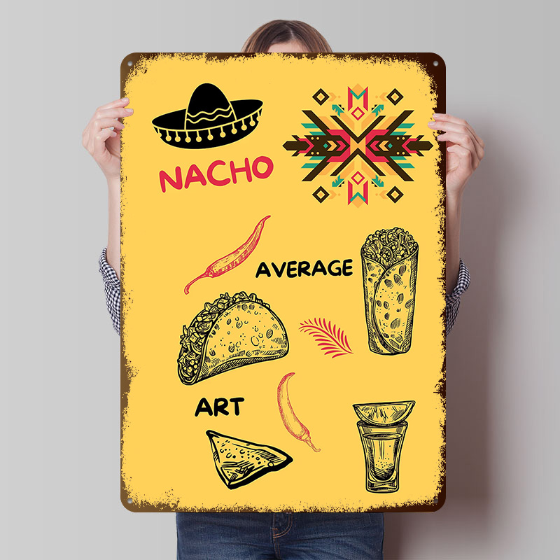 Background Retro Gaming - Mexicaans eten op gele achtergrondposter Aangepaste