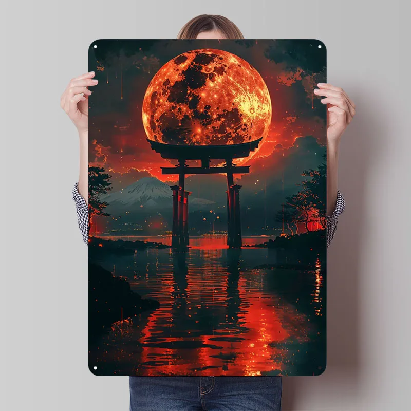 Retro Gaming At - Bloedmaan Torii Bord Afdruk Metalen Poster