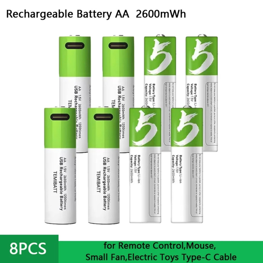 Rechargeable Battery Aa - 8 stuks 1.5V AA 2600mWh batterijcapaciteit