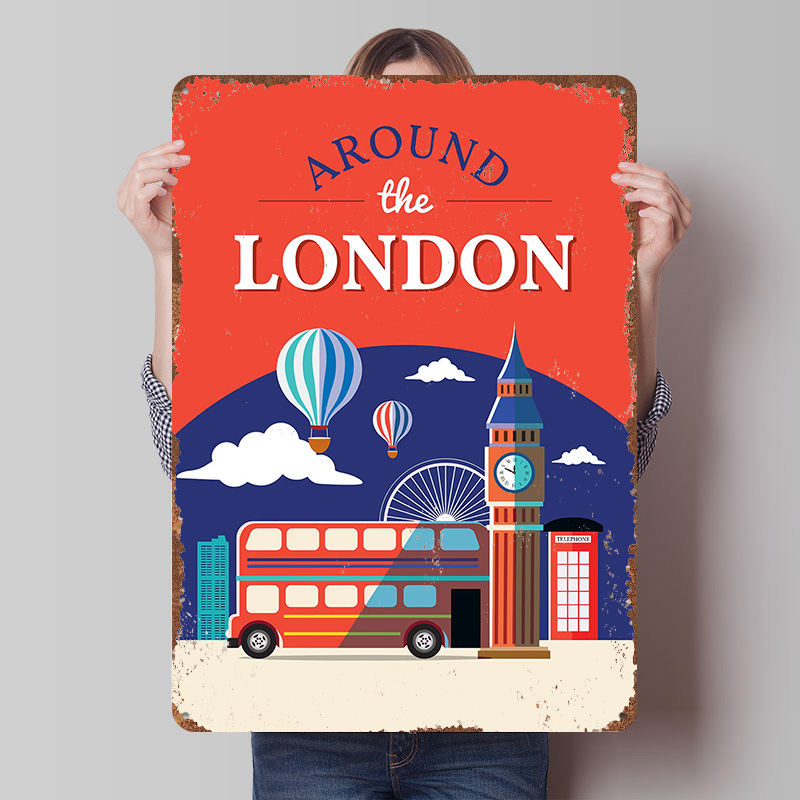 Retro Gaming London - Retro vintage blikken borden met Londense