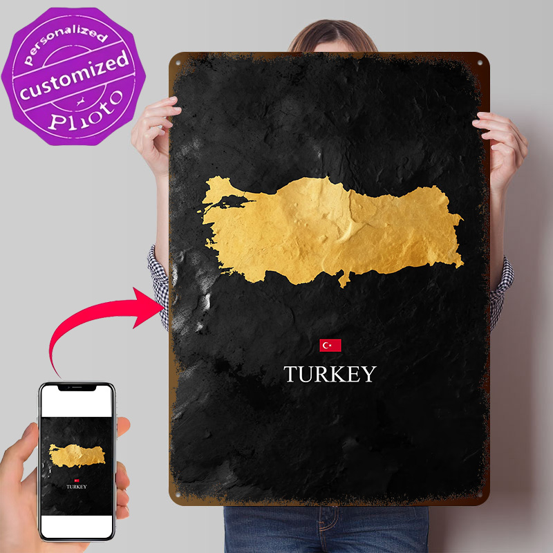Background Retro Gaming - Gouden Turkije kaart op zwarte achtergrond