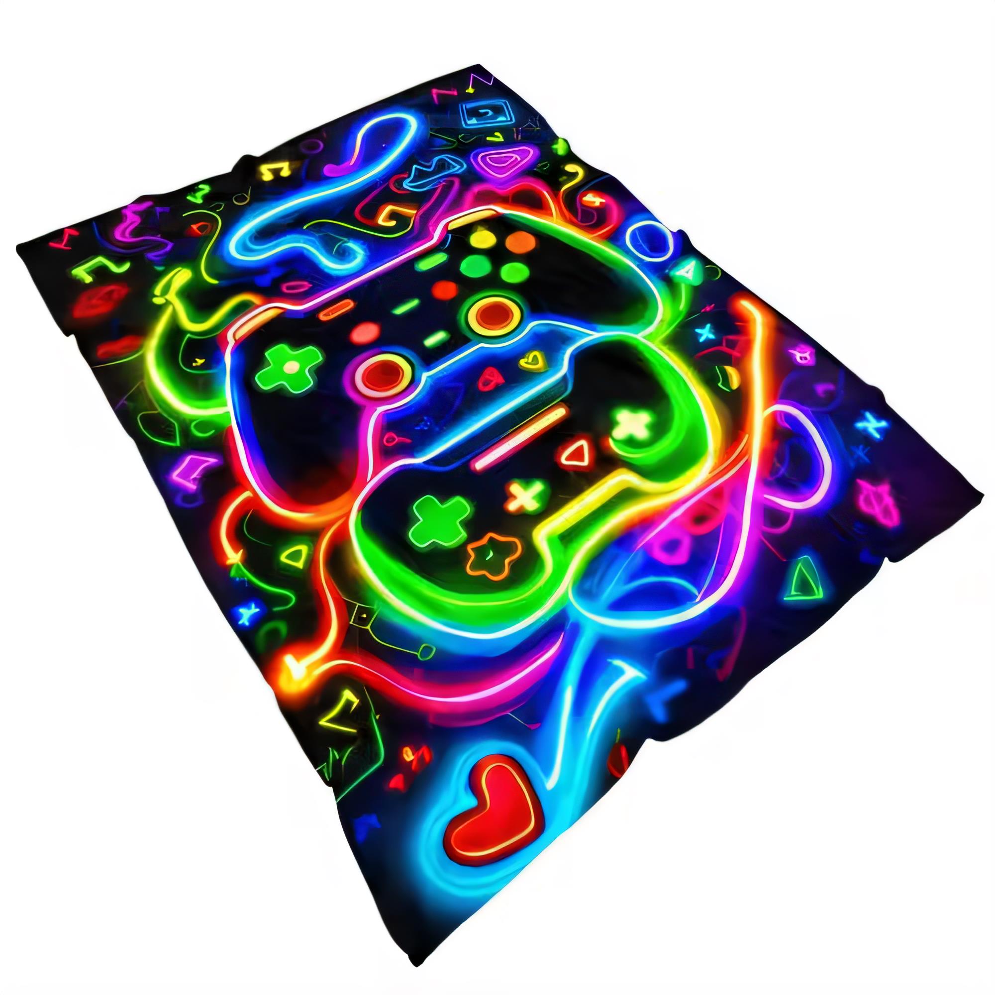 Background Retro Gaming - Levendige neon gamingdeken Zacht pluche Gooi