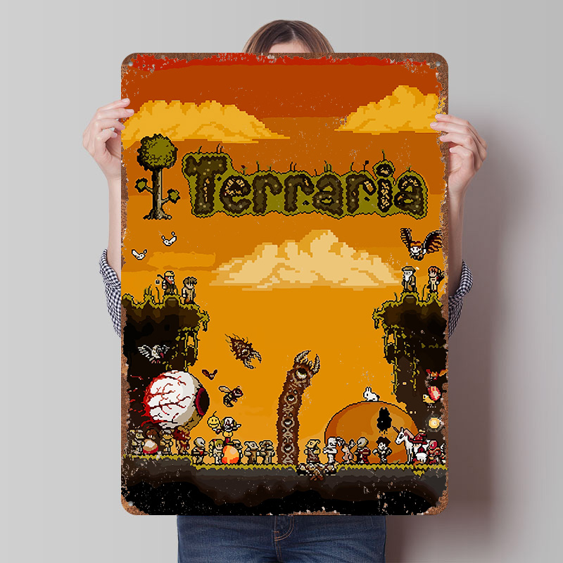 Retro Gaming At - Terraria Pixel Art Game Geprinte Poster