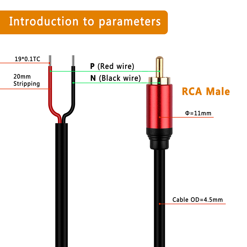 Composite Rca Cable - 1 Stuks Luidsprekerkabel Rca Mannelijke Stekker