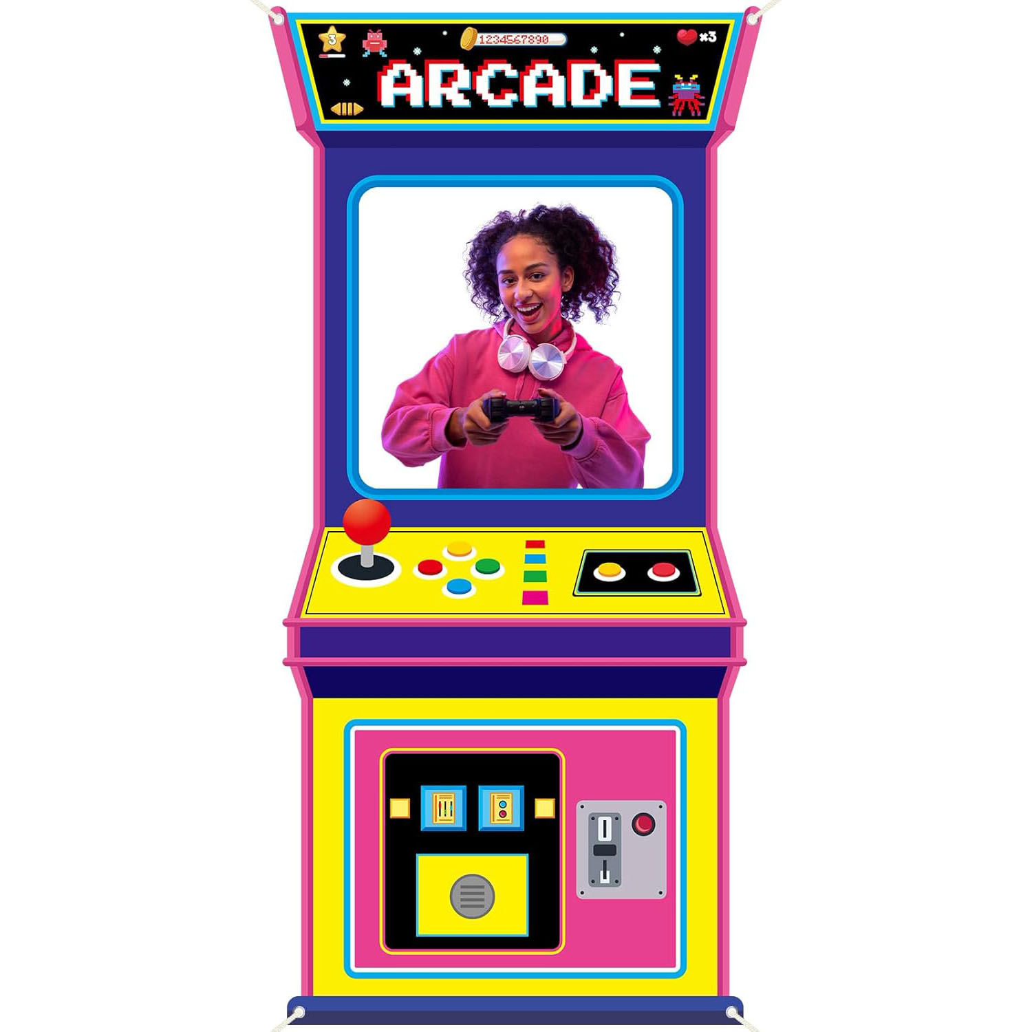 Background Retro Gaming - Stoffen Arcade Game Foto Achtergrond Retro