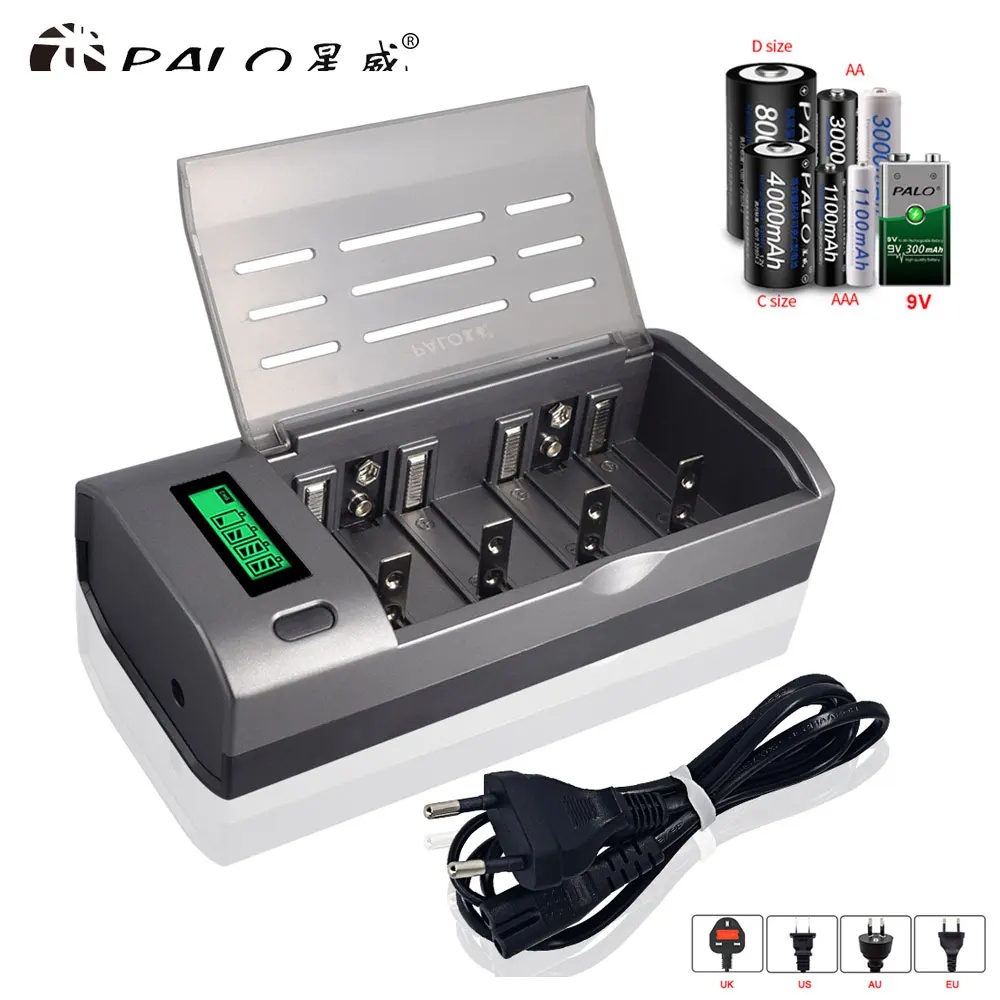 Rechargeable Battery Aa - PALO 4-slots LCD-display slimme oplader voor