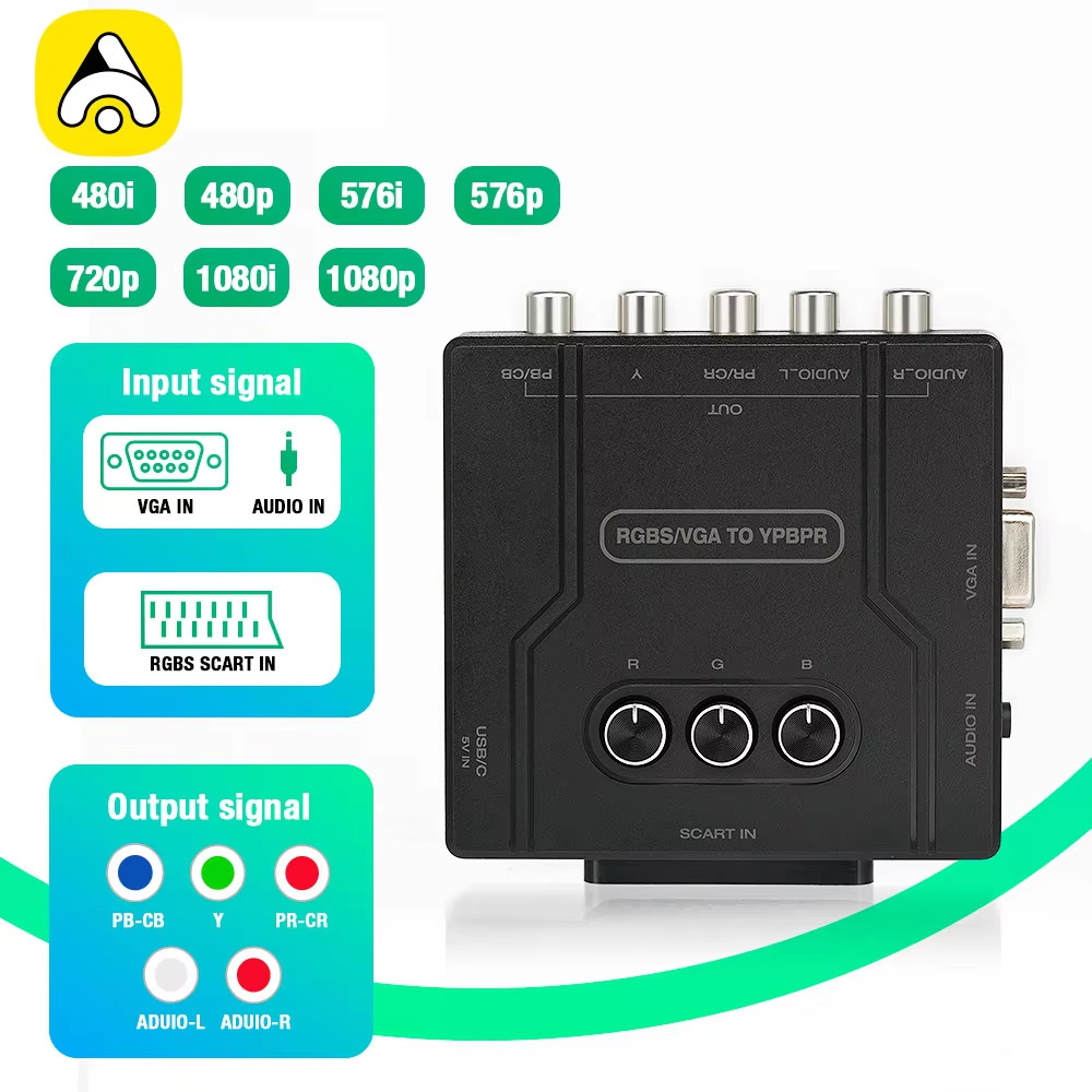 Retro Gaming Handhelds - RGBS VGA naar YPBPR Component Converter