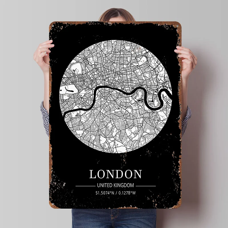 Londen Stadskaart Tin Plaat Po - Retro Gaming London recensie en prijs
