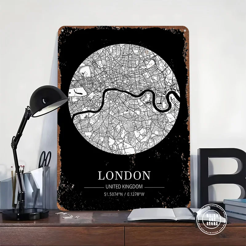 Londen Stadskaart Tin Plaat Po - Retro Gaming London recensie en prijs