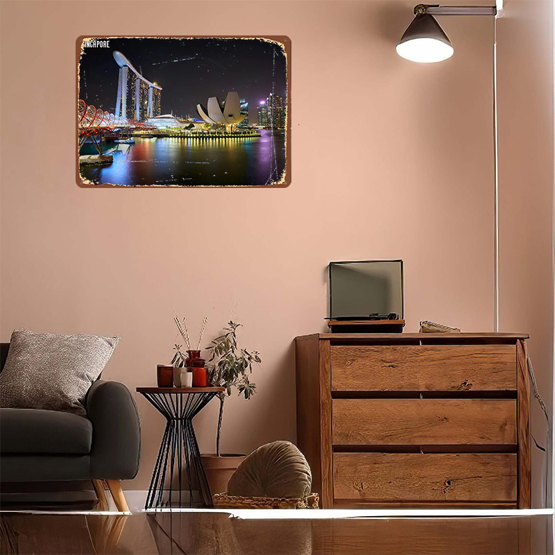 Singapore Skyline 's nachts po - Retro Gaming At recensie en prijs