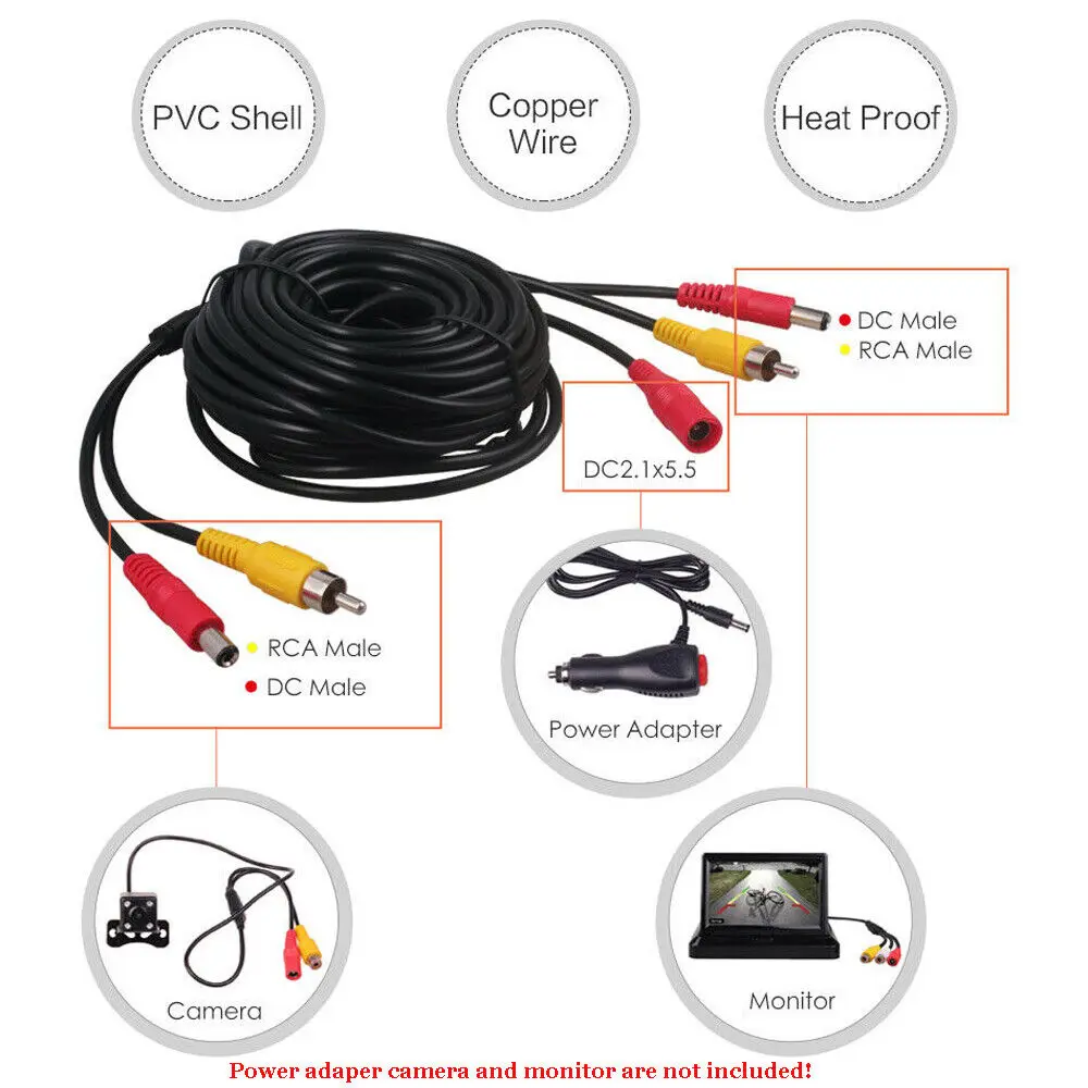 6 M/10M/15M auto video RCA-ver - Composite Rca Cable recensie en prijs