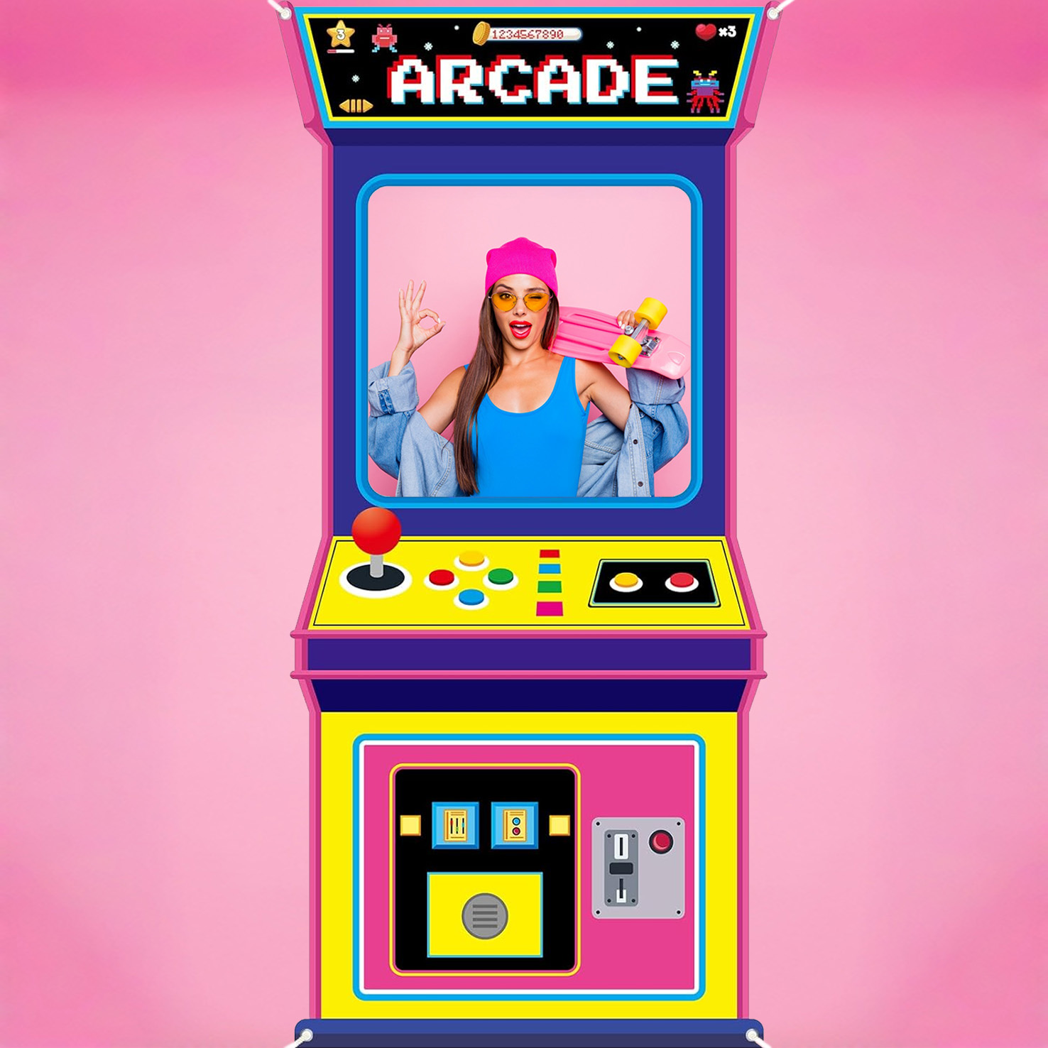 Stoffen Arcade Game Foto Achte - Background Retro Gaming recensie en prijs