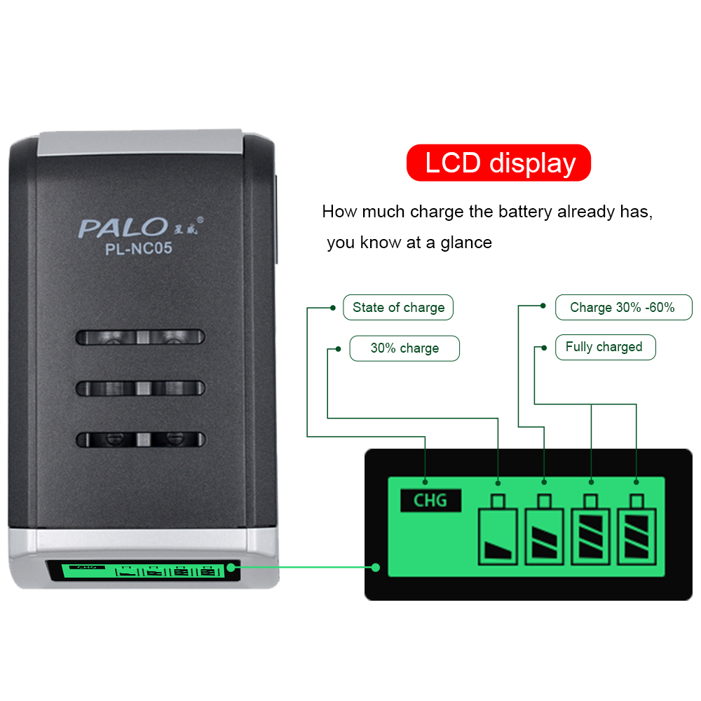 PALO 4 Slots Smart LCD Display - Rechargeable Battery Aa recensie en prijs
