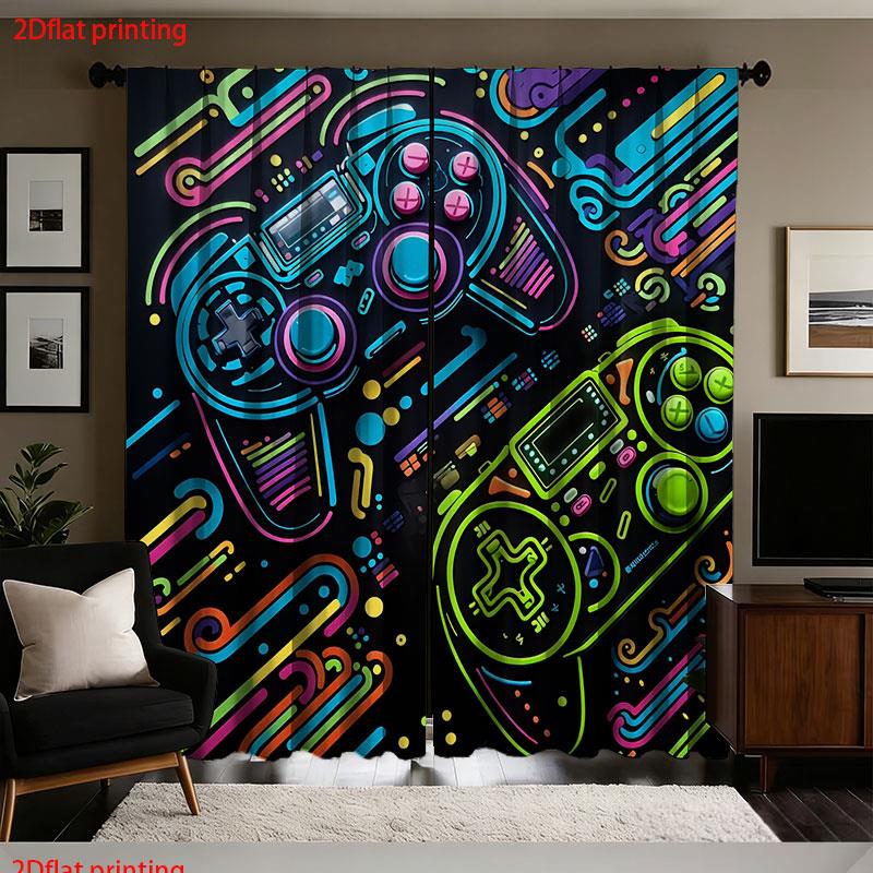 2 stuks Gaming Gordijnen Neon  - Background Retro Gaming recensie en prijs