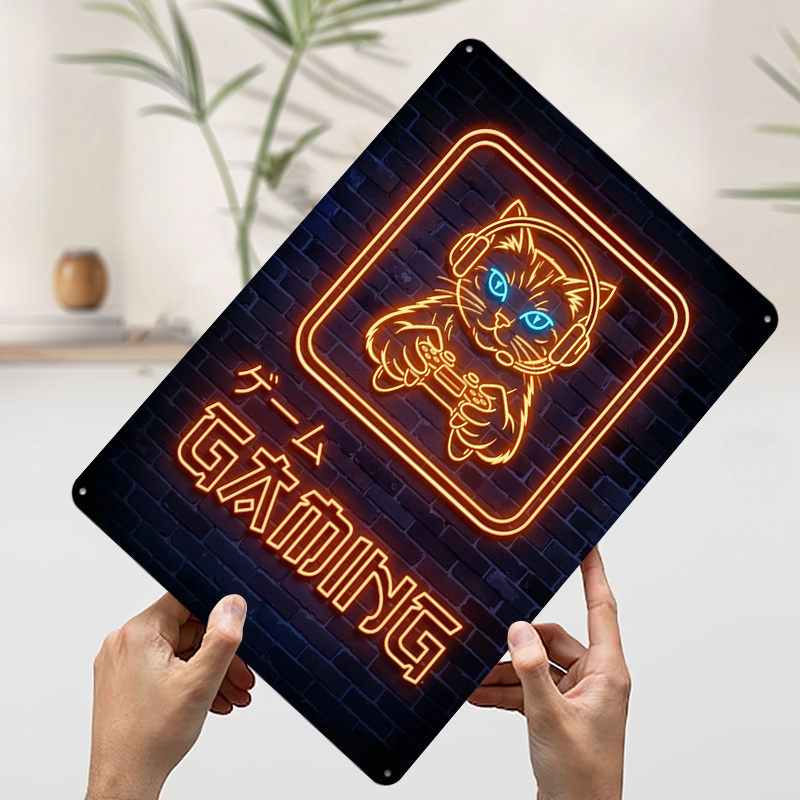 Neon Gaming Kat Geprinte Poste - Retro Gaming At recensie en prijs